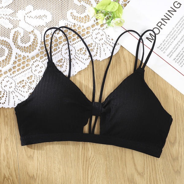 Introducing the epitome of comfort and style: the Cute Bralette Padded Bra! Delightfully designed to embrace your curves with gentle support and a touch of whimsy, this bralette is your everyday essential with a twist of charm.  Crafted from the softest materials, it feels like a warm hug against your skin. The padded cups offer just the right amount of shaping and coverage, ensuring you feel confident and carefree all day long. Whether you're lounging around at home or stepping out for a casual outing, this bralette effortlessly adapts to your lifestyle, adding a hint of sweetness to any ensemble.  But it's not just about comfort; it's about style too! The cute bralette boasts adorable details like delicate lace trimmings, dainty bows, and playful patterns that are sure to make you smile every time you put it on. It's the perfect blend of fashion and function, elevating your underwear game to new heights.  Say goodbye to uncomfortable underwires and hello to a world of cozy chicness. With the Cute Bralette Padded Bra, you can embrace your unique beauty with confidence and flair. Slip into one today and experience the joy of feeling fabulous from the inside out!